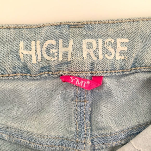 Light-Wash High Waisted Jean shorts (size 0/24, distressed style) - Picture 3 of 4